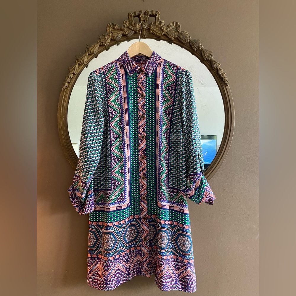 Anthropologie/ Maeve shirt dress. Multi-color print. NWOT